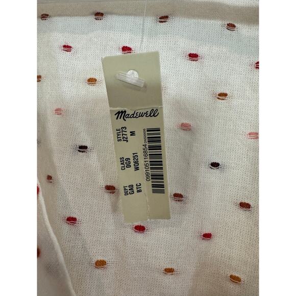 NEW Madewell Wrap Top Short Sleeve White Print Tie Waist Blouse - Picture 7 of 8